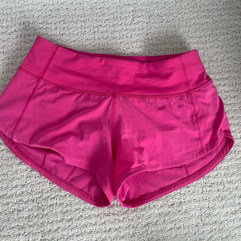 lululemon sonic pink speed up shorts